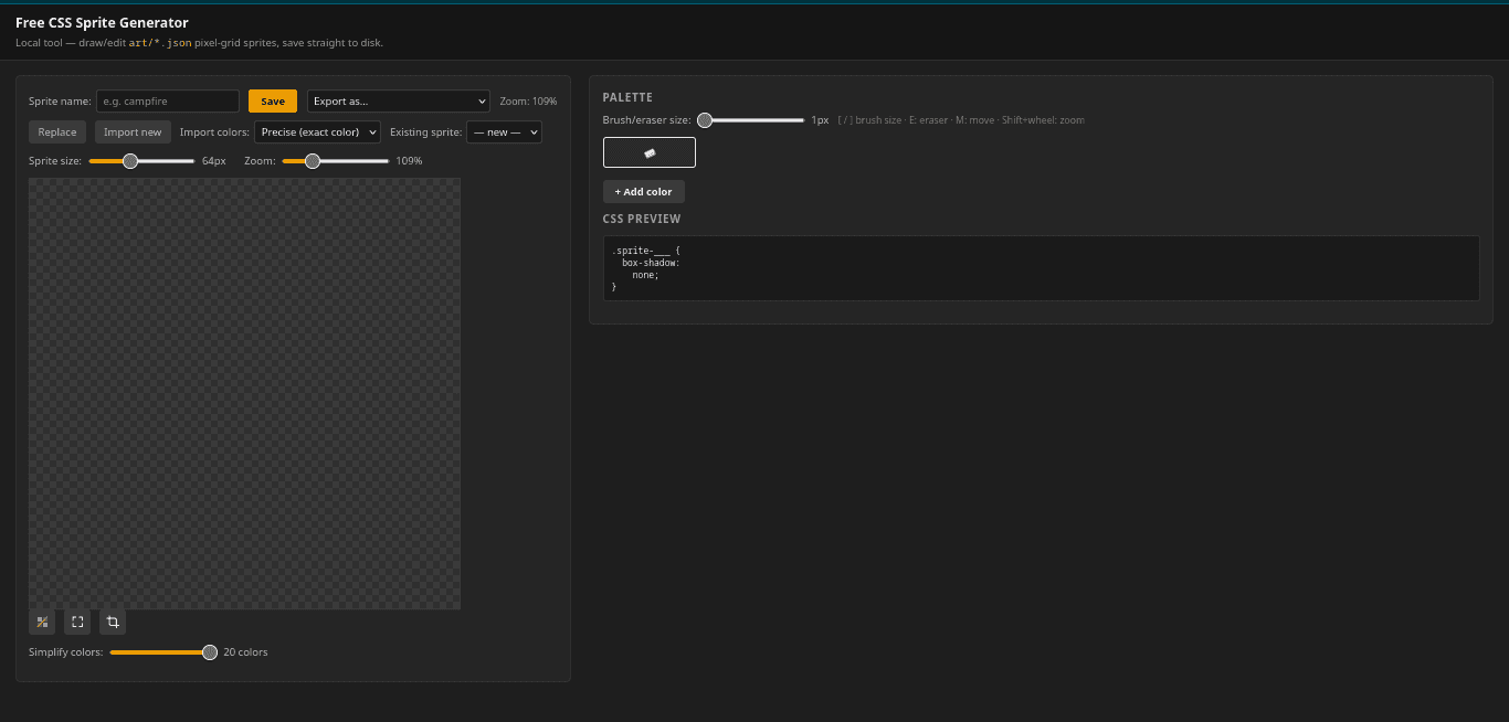 Free CSS Sprite Generator — captura 1
