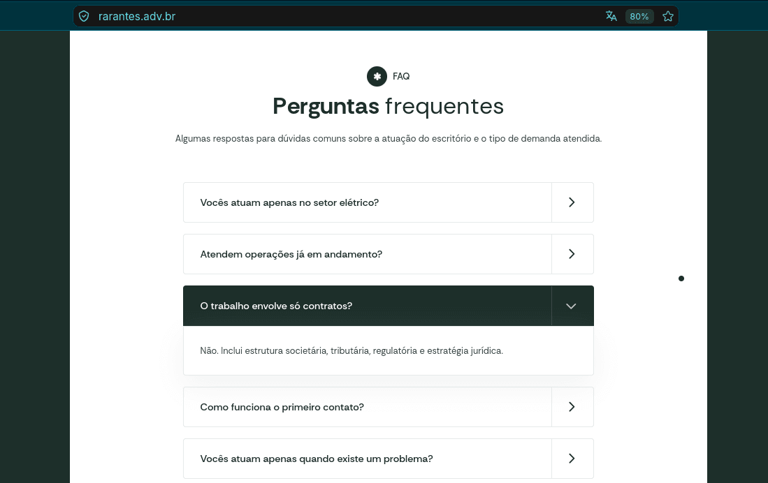 Site | Raquel Arantes Advocacia — captura 5